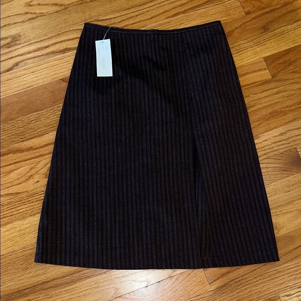 NWT vintage Brown/Black Pinstripe Skirt with slit